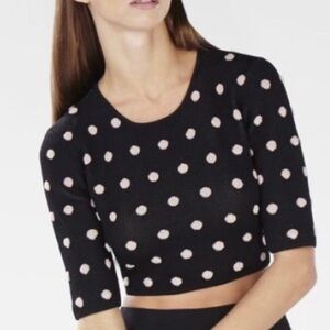 BCBGMaxAzria NWOT Black/Pink Aryen Polka Dot Crop Top Size XS